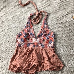 Free People Tribal Print Halter Top
